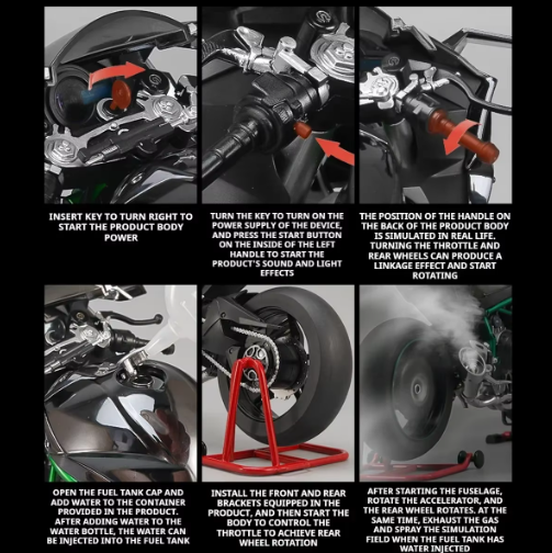 1:6 Scale Kawasaki Ninja H2R Alloy Metal Diecast Motorcycle Model – Extremely Large Detailed Superbike Model with Spray Paint Finish – Collectible Display Bike view 3