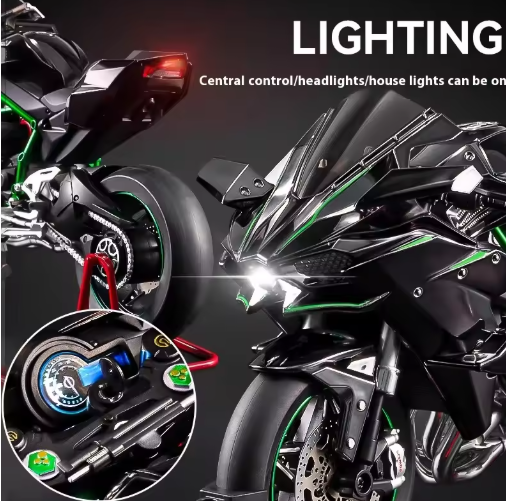 1:6 Scale Kawasaki Ninja H2R Alloy Metal Diecast Motorcycle Model – Extremely Large Detailed Superbike Model with Spray Paint Finish – Collectible Display Bike view 5