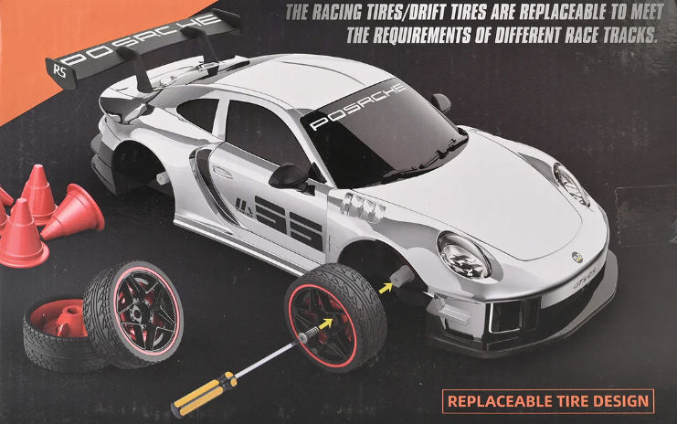 1:18 RC Porsche GT3 RS Drift Car 2.4GHz 4WD High Speed Racing Toy with 8 Tires & 4 Cones Remote Control Sports Car view 6