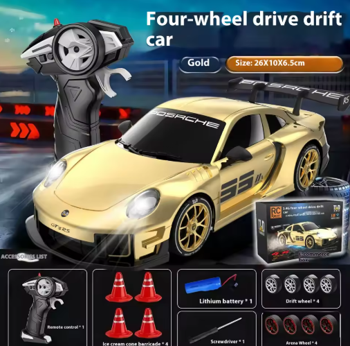 1:18 RC Porsche GT3 RS Drift Car 2.4GHz 4WD High Speed Racing Toy with 8 Tires & 4 Cones Remote Control Sports Car view 13