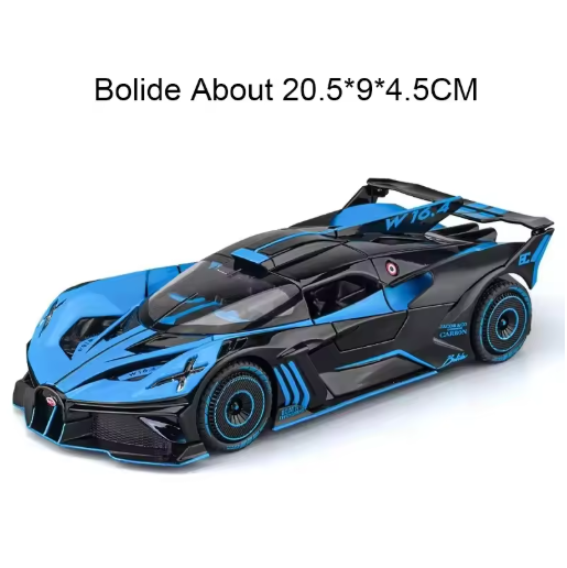 1:24 Scale Bugatti Bolide Diecast Model Car | Hypercar | Metal Body | Openable Doors | Light & Sound