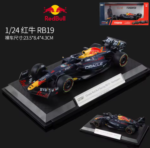 1:24 Oracle Red Bull Racing RB19 2023 Formula 1 Racing Car Max Verstappen #1 Official Licensed Alloy Diecast Metal Model with Pull Back & Opening Parts