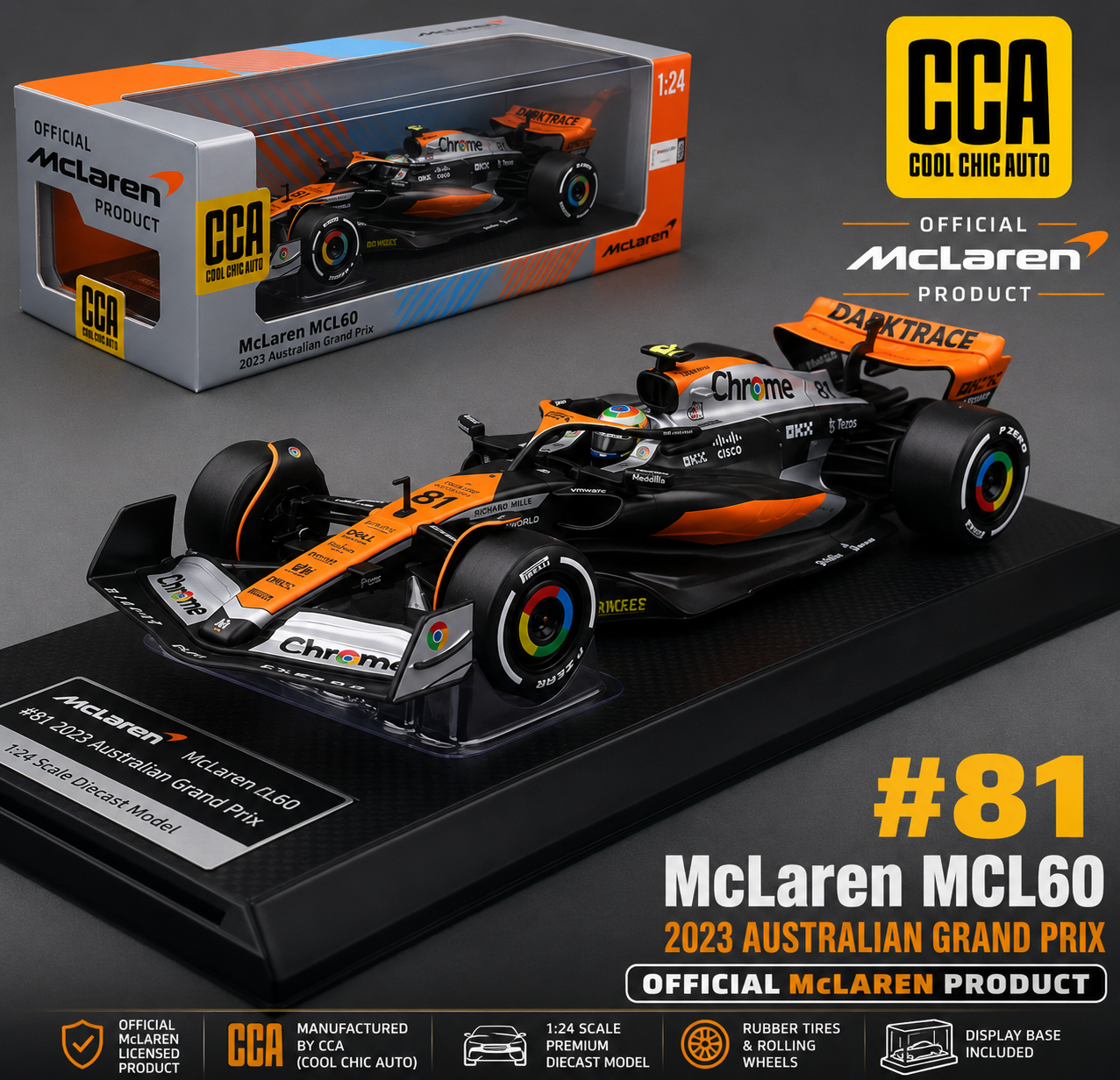 1:24 McLaren MCL60 2023 Formula 1 Racing Team – Official McLaren Licensed Product | CCA