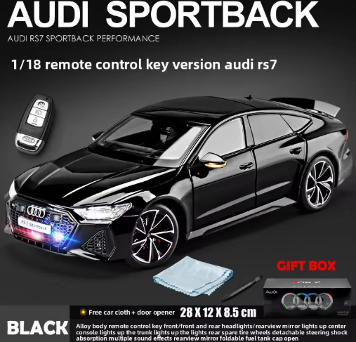 1:18 Audi RS7 Sportback Key Remote Control Version Official Licensed Diecast Metal Model Car with Lights & Sound