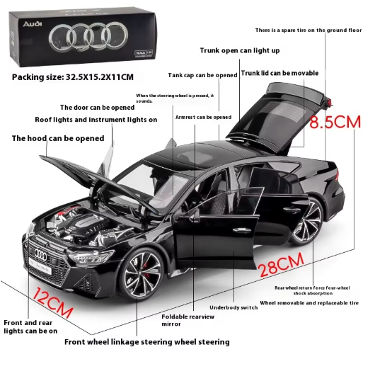 1:18 Audi RS7 Sportback Key Remote Control Version Official Licensed Diecast Metal Model Car with Lights & Sound view 7