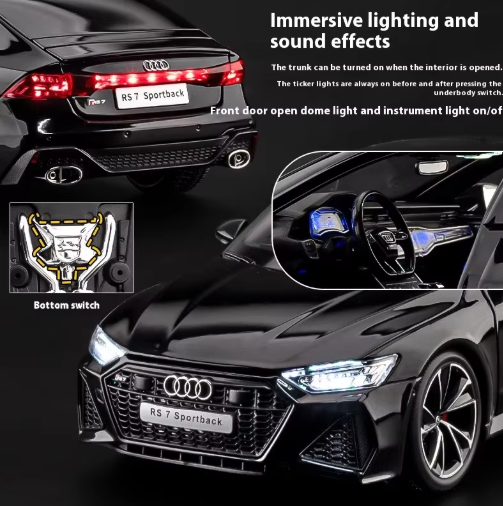 1:18 Audi RS7 Sportback Key Remote Control Version Official Licensed Diecast Metal Model Car with Lights & Sound view 8
