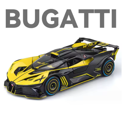 1:24 Bugatti Bolide Diecast Model Car | Alloy Metal Sports Car with Sound & Light | Opening Doors | Premium Collectible Toy | UNIK TOYS alternate view
