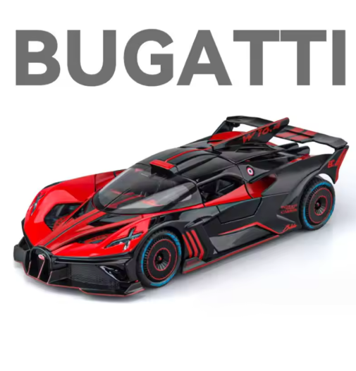 1:24 Bugatti Bolide Diecast Model Car | Alloy Metal Sports Car with Sound & Light | Opening Doors | Premium Collectible Toy | UNIK TOYS view 3