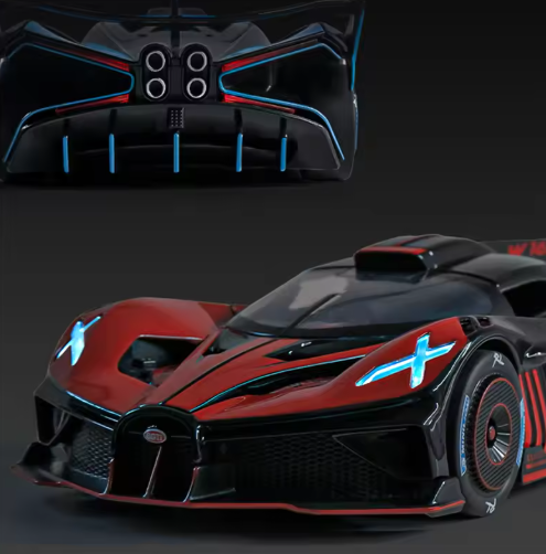 1:24 Bugatti Bolide Diecast Model Car | Alloy Metal Sports Car with Sound & Light | Opening Doors | Premium Collectible Toy | UNIK TOYS view 5