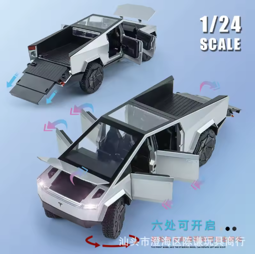 1:24 Scale Tesla Cybertruck Pickup Diecast Model view 6