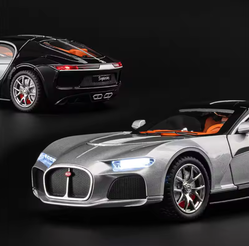 1:24 Scale Bugatti Atlantic Diecast Model Car | Metal Body Pull Back Car with Openable Doors, Lights & Sound view 4