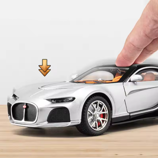 1:24 Scale Bugatti Atlantic Diecast Model Car | Metal Body Pull Back Car with Openable Doors, Lights & Sound view 5