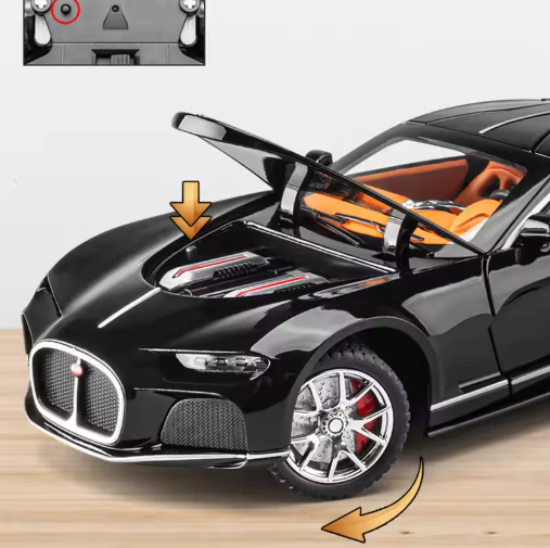 1:24 Scale Bugatti Atlantic Diecast Model Car | Metal Body Pull Back Car with Openable Doors, Lights & Sound view 6