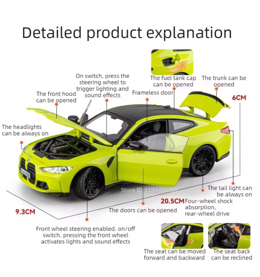 1:24 Scale BMW M4 Competition Officially Licensed Diecast Model Car view 7