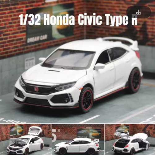 1:32 Honda Civic Type-R Diecast Alloy Model Car | Metal Body | Sports Hatchback Toy | Collector Model view 4