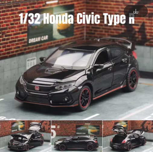1:32 Honda Civic Type-R Diecast Alloy Model Car | Metal Body | Sports Hatchback Toy | Collector Model view 5