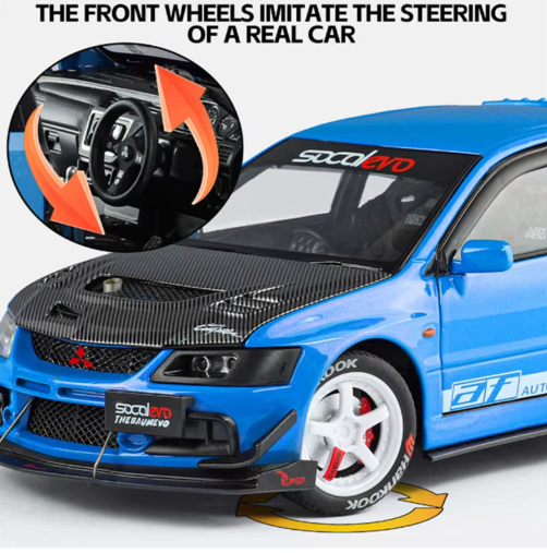 1:24 Mitsubishi Lancer Evolution IX Modified Diecast Model Car – Metal Body, Detailed Interior, Opening Doors – Collectible Display Car view 5