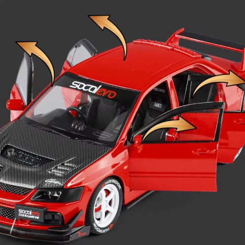 1:24 Mitsubishi Lancer Evolution IX Modified Diecast Model Car – Metal Body, Detailed Interior, Opening Doors – Collectible Display Car view 6