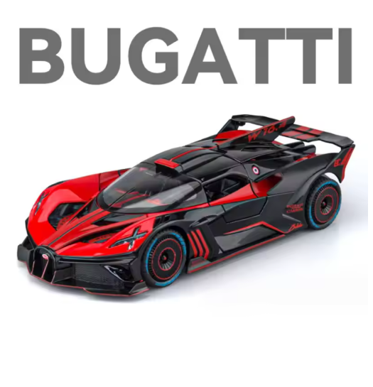 1:24 Bugatti Bolide Diecast Model Car | Alloy Metal Sports Car with Sound & Light | Opening Doors | Premium Collectible Toy | UNIK TOYS view 10
