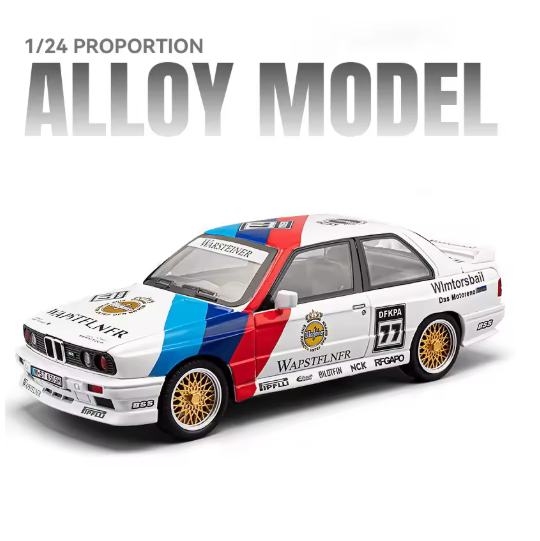 1:24 BMW M3 E30 1987 DTM Diecast Car Model | Alloy Metal Body | Sound & Light | Opening Doors | Pull Back Action | Collectible Toy view 8
